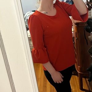3/4 sleeve orange blouse